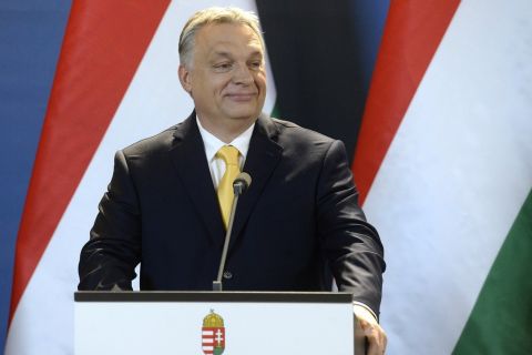 Orbán Viktor miniszterelnök nemzetközi sajtótájékoztatót tart az április 8-i országgyűlési képviselő-választással kapcsolatban az Országházban 2018. április 10-én.