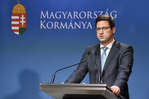 Gulyás Gergely Miniszterelnökséget vezető miniszter a Kormányinfó sajtótájékoztatón a Miniszterelnöki Kabinetiroda sajtótermében 2019. január 24-én.
