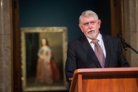 Kásler Miklós, a nemzeti erőforrások minisztere beszél a Szépművészeti Múzeumban tartott sajtótájékoztatón 2019. február 19-én.