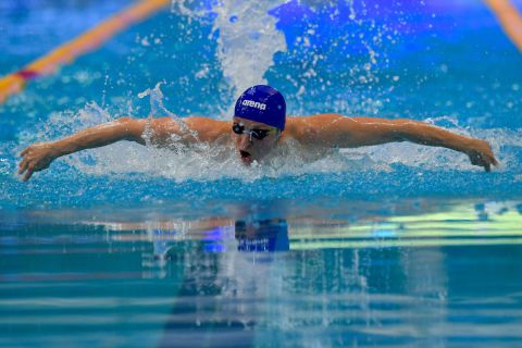 Verrasztó Dávid a 400 méteres vegyes úszás döntőjében az úszók országos bajnokságán a Debreceni Sportuszodában 2019. március 29-én.