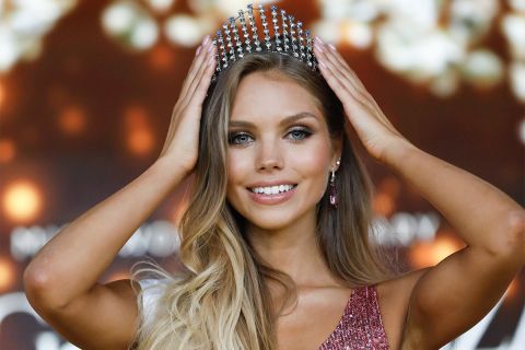 A győztes 22 éves budapesti Nagypál Krisztina a Magyarország Szépe - Miss World Hungary döntőjén az MTVA óbudai gyártóbázisán 2019. június 23-án.