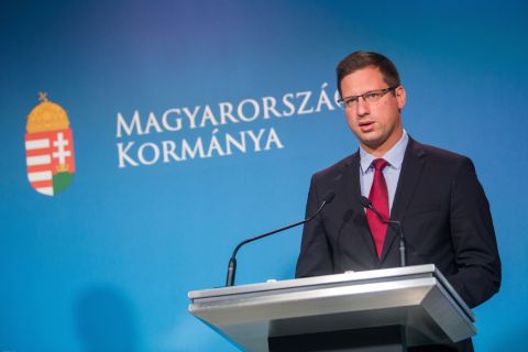 Gulyás Gergely Miniszterelnökséget vezető miniszter a Kormányinfó sajtótájékoztatón a Miniszterelnöki Kabinetiroda Garibaldi utcai sajtótermében 2019. július 18-án.