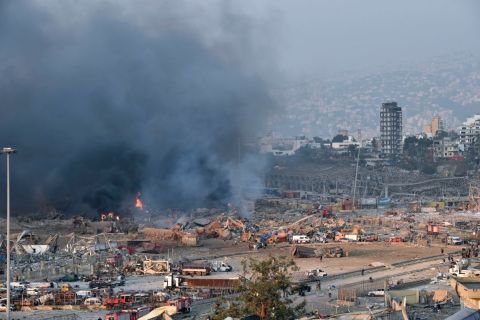 A bejrúti robbanás helyszíne.