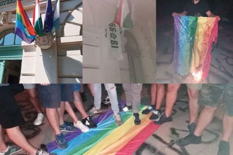 Fradi-szurkolók letépték a szivárványos zászlót a ferencvárosi városházáról