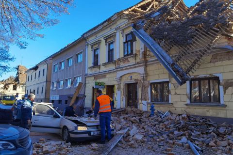 Földrengés okozta pusztítás Horvátországban 2020. december 29-én.