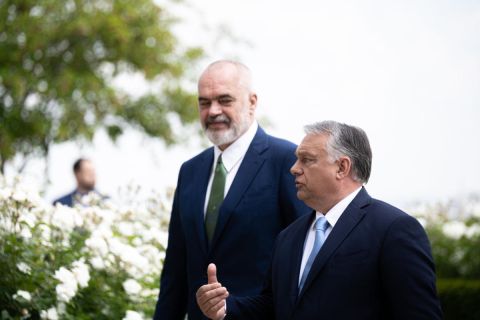 Orbán Viktor és Edi Rama albán kormányfő 2021. június 8-án Budapesten.