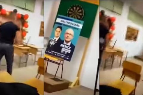 Ellenzéki politikus plakátjára dartsoztak egy celldömölki középiskolában