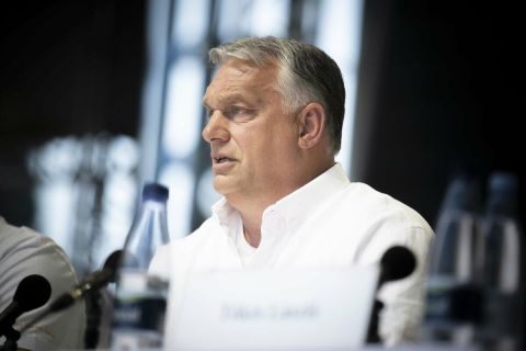 Orbán Viktor miniszterelnök előadást tart a 31. Bálványosi Nyári Szabadegyetem és Diáktáborban az erdélyi Tusnádfürdőn 2022. július 23-án.
