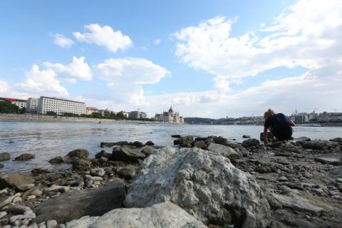 A Duna a Margit-sziget déli csúcsánál 2022. augusztus 15-én.