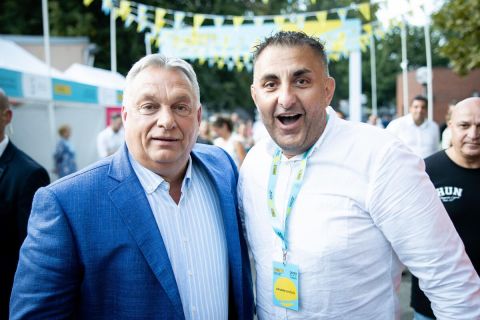 Orbán Viktor és Győzike a 2023-as Tranzit fesztiválon, Tihanyban.