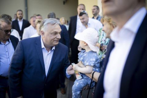 Orbán Viktor miniszterelnök vidéki kampánykörútján Kaposváron 2024. április 30-án.