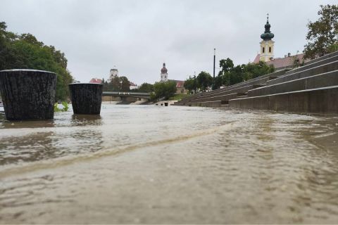 Áradás Győrnél 2024. szeptember 14-én.