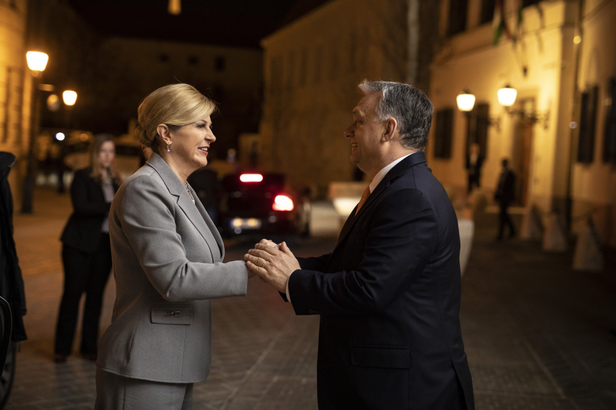 Orbán Viktor miniszterelnök a Karmelita kolostorban fogadta Kolinda Grabar-Kitarovicot, Horvátország köztársasági elnökét 2019. március 23-án.