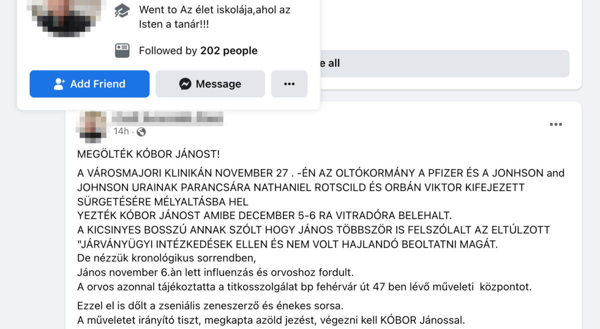 Egy „élet iskoláját” végzett Facebook-felhasználó éppen leleplezi a gyógyszeripart, Orbán Viktort, és „Nathaniel Rotscild”-ot.
