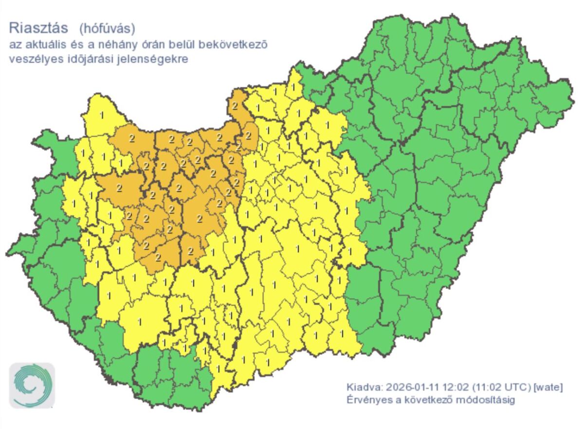Riasztások hófúvás miatt vasárnapra.