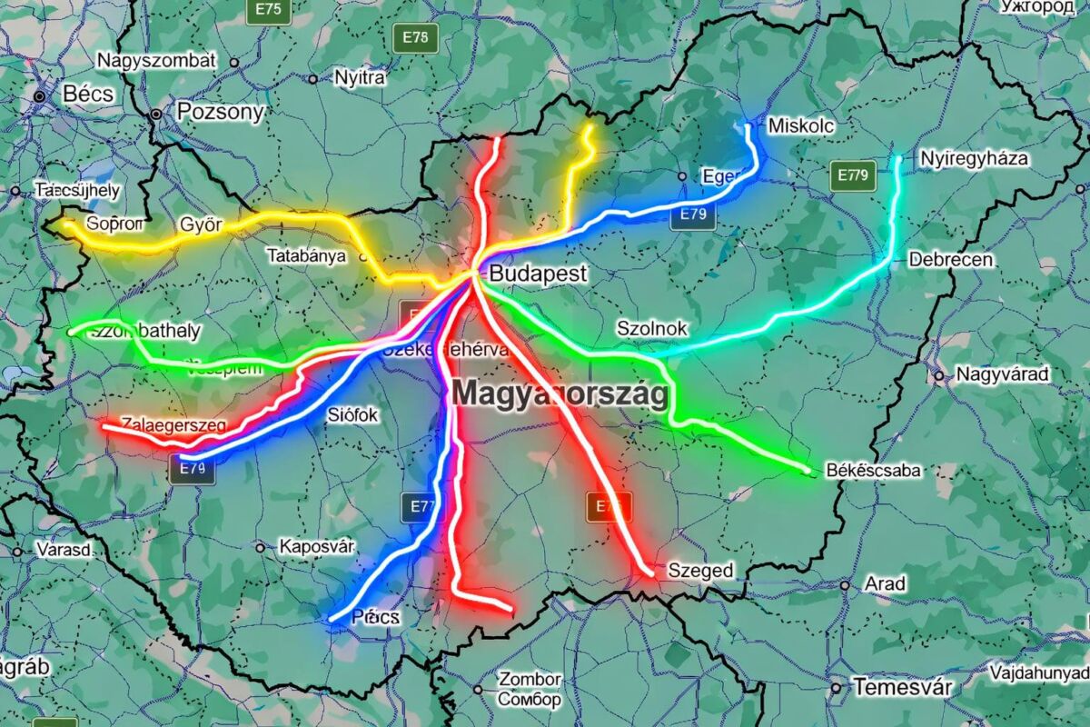 A Szabadság üzenete - rendszerváltó gurulás konvojainak tervezett útvonala.