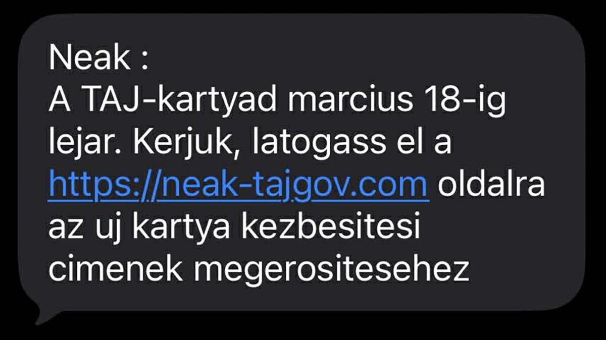 SMS-ben is terjesztik a TAJ-kártya lejáratával hülyítő csalást.