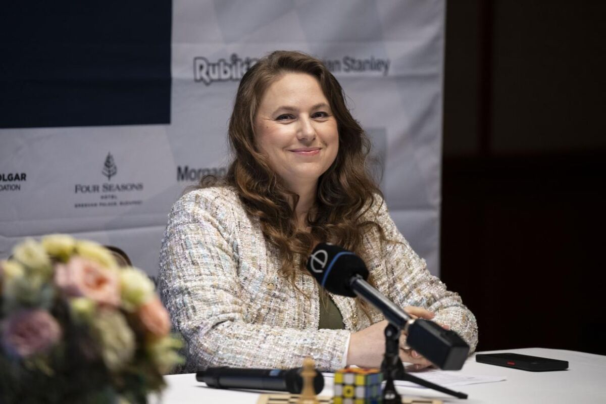 Polgár Judit nemzetközi sakknagymester, a fesztivál megálmodója a Világsakkfesztivál sajtótájékoztatóján a budapesti Four Seasons Hotelben 2025. szeptember 16-án.